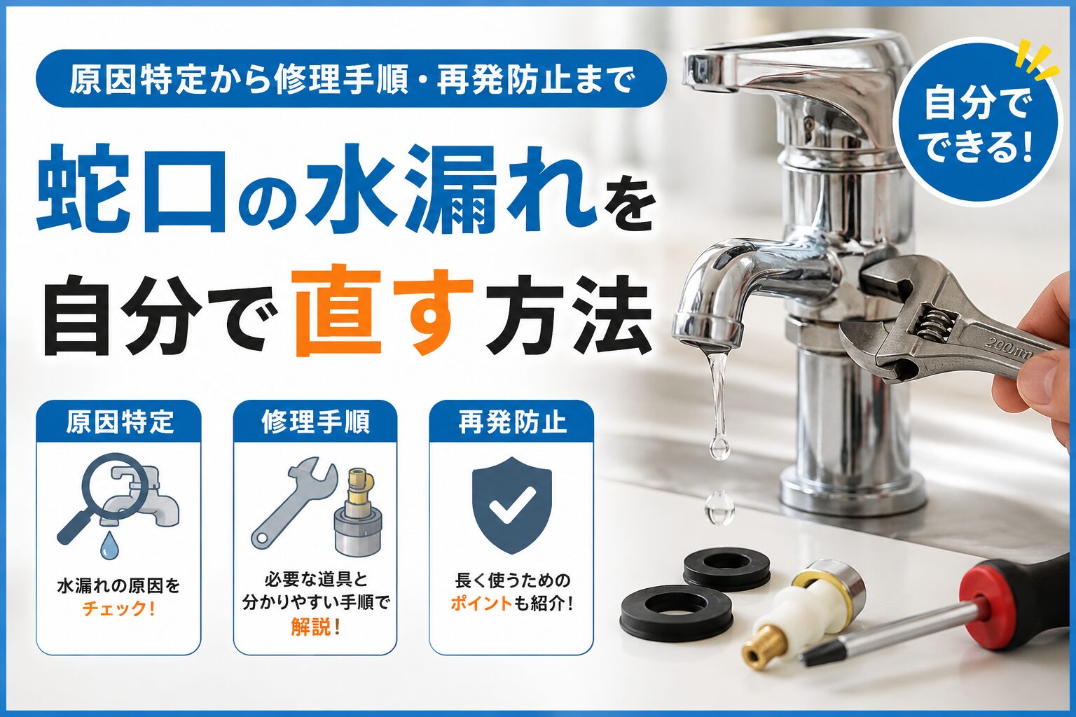 蛇口の水漏れを自分で直す方法｜原因特定から修理手順・再発防止まで
